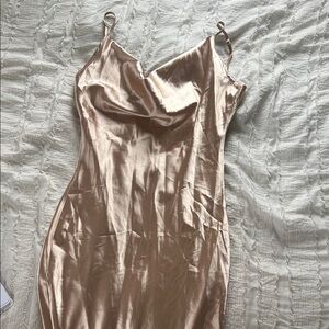 Satin Slip Dress in Champagne